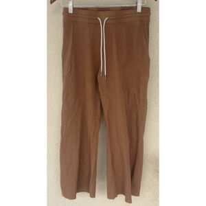 Mate the Label Pants Womens Small Thermal Wide Leg Waffle Knit Cropped Brown S